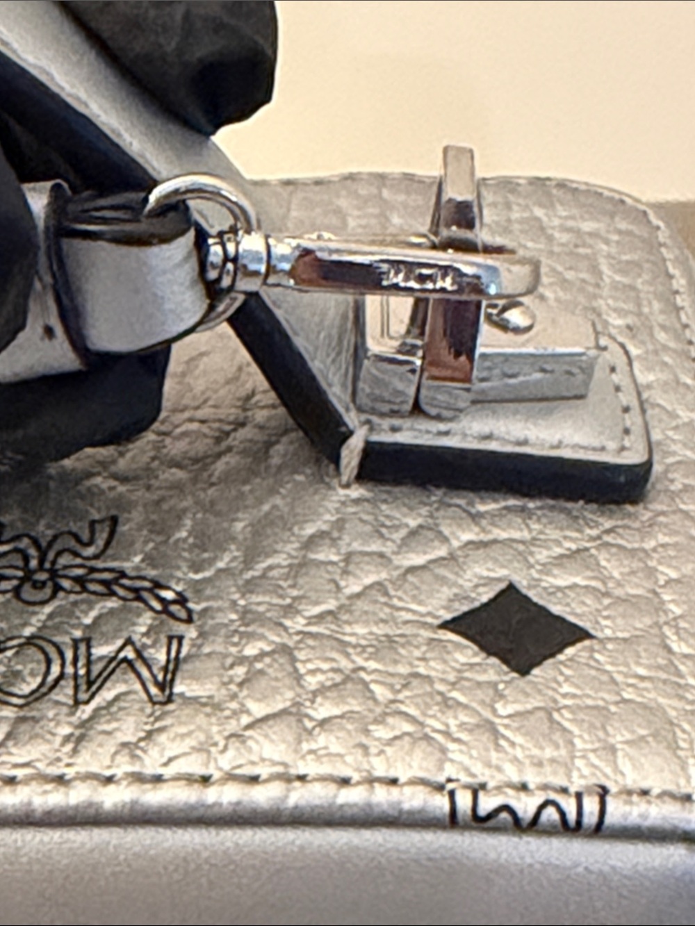 MCM Rockstar Silver Vanity Handbag with OG Strap and COA - Picture 14 of 16